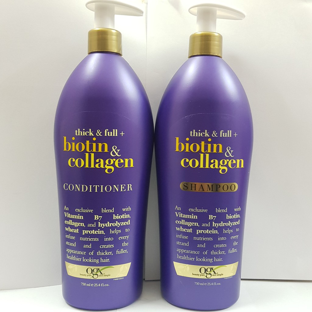 Cặp dầu gội xả OGX Biotin & Collagen của Mỹ 750ML- Kích thích mọc tóc